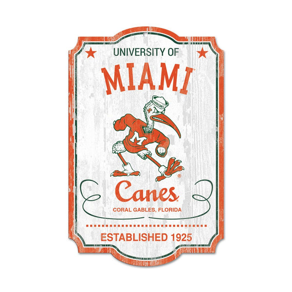 Miami Hurricanes / Vintage Collegiate Wood Sign 11" x 17" 1/4" thick