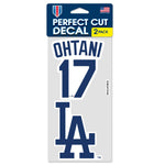 Los Angeles Dodgers PLAYERS CHOICE DIAMOND CLUB(R) Perfect Cut Decal Set of two 4"x4" Shohei Ohtani