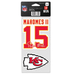 Kansas City Chiefs Perfect Cut Decal Set of Two 4"x4" Patrick Mahomes II