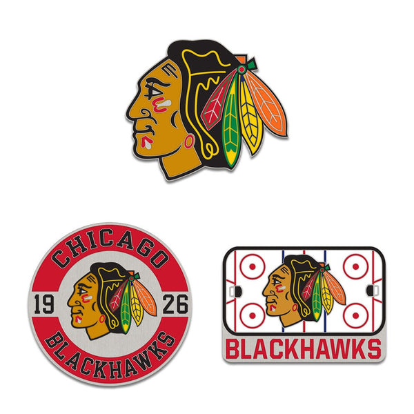 Chicago Blackhawks 3pc Enamel Pin Set