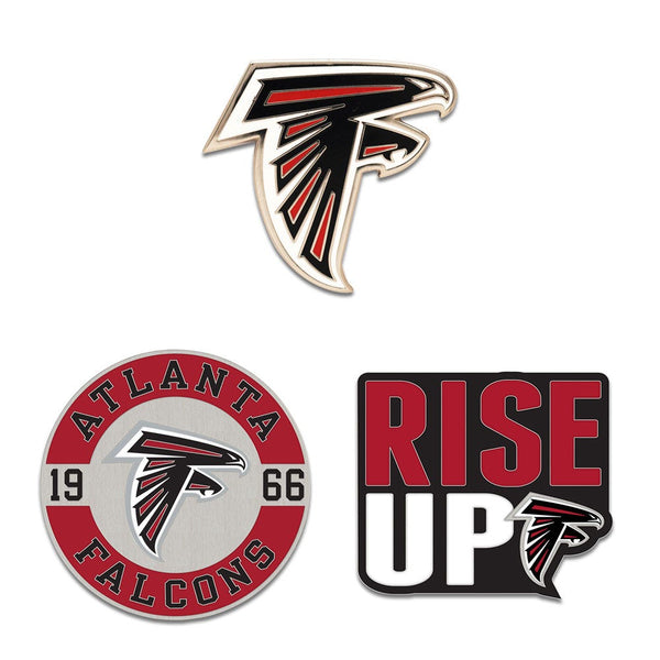 Atlanta Falcons Logo / Slogan / Est. Year 3pc Enamel Pin Set
