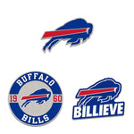 Buffalo Bills Logo / Slogan / Est. Year 3pc Enamel Pin Set
