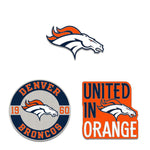 Denver Broncos Logo / Slogan / Est. Year 3pc Enamel Pin Set