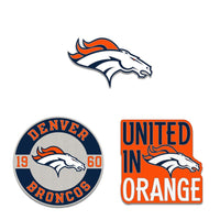 Denver Broncos Logo / Slogan / Est. Year 3pc Enamel Pin Set
