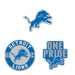 Detroit Lions Logo / Slogan / Est. Year 3pc Enamel Pin Set