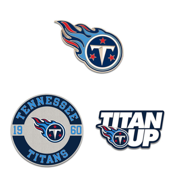 Tennessee Titans Logo / Slogan / Est. Year 3pc Enamel Pin Set