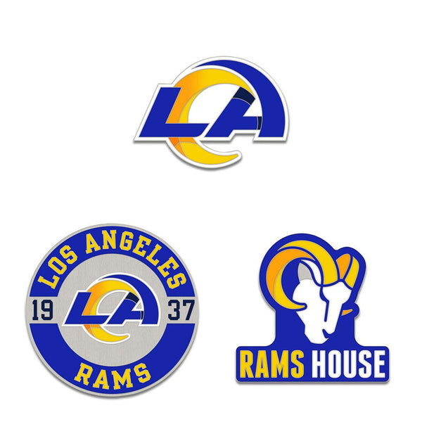 Los Angeles Rams Logo / Slogan / Est. Year 3pc Enamel Pin Set