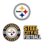 Pittsburgh Steelers Logo / Slogan / Est. Year 3pc Enamel Pin Set
