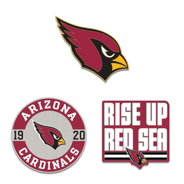 Arizona Cardinals Logo / Slogan / Est. Year 3pc Enamel Pin Set