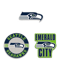 Seattle Seahawks Logo / Slogan / Est. Year 3pc Enamel Pin Set