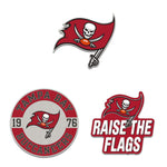 Tampa Bay Buccaneers Logo / Slogan / Est. Year 3pc Enamel Pin Set