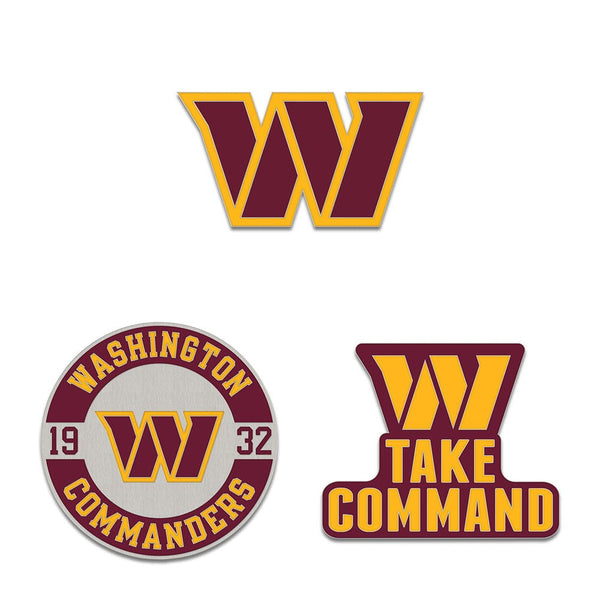 Washington Commanders Logo / Slogan / Est. Year 3pc Enamel Pin Set