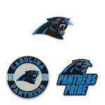Carolina Panthers Logo / Slogan / Est. Year 3pc Enamel Pin Set