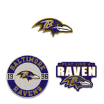 Baltimore Ravens Logo / Slogan / Est. Year 3pc Enamel Pin Set