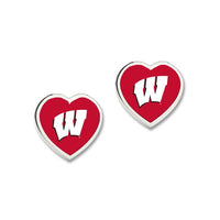 Wholesale-Wisconsin Badgers Earrings w/3D Heart