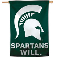 Wholesale-Michigan State Spartans SPARTANS WILL Vertical Flag 28" x 40"