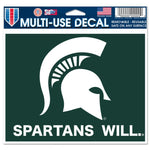 Wholesale-Michigan State Spartans SPARTANS WILL. Multi-Use Decal -Clear Bckrgd 5" x 6"