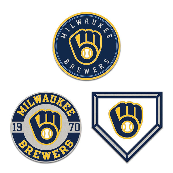 Milwaukee Brewers 3pc Enamel Pin Set