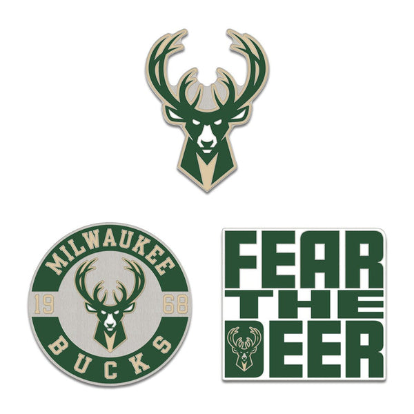 Milwaukee Bucks 3pc Enamel Pin Set