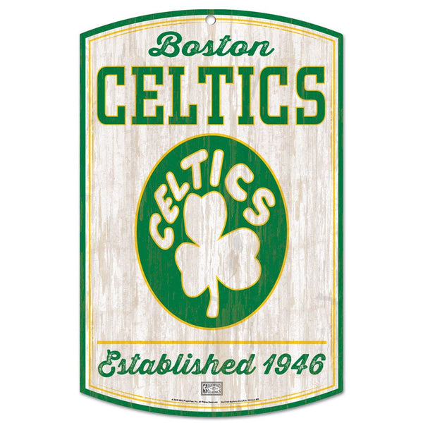 Boston Celtics Hardwoods Wood Sign 11" x 17" 1/4" thick