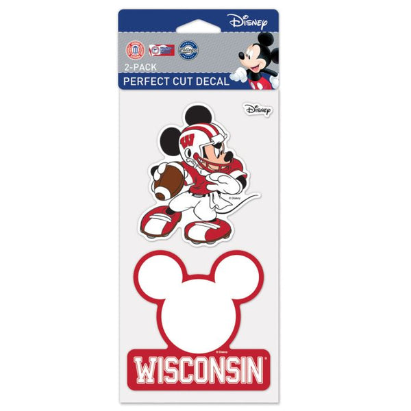 Wholesale-Wisconsin Badgers / Disney Perfect Cut Decal Set of Two 4"x4"