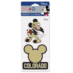 Wholesale-Colorado Buffaloes / Disney MICKEY MOUSE FOOTBALL Perfect Cut Decal Set of Two 4"x4"