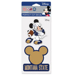 Wholesale-Montana State Bobcats / Disney MICKEY MOUSE FOOTBALL Perfect Cut Decal Set of Two 4"x4"