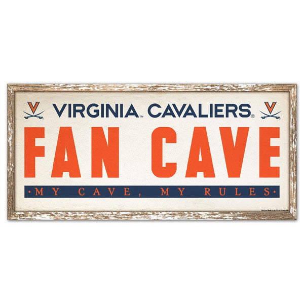 Virginia Cavaliers FAN CAVE Wood Sign 8" x 17"