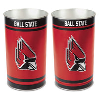 Wholesale-Ball State Cardinals Wastebasket - tapered 15"H