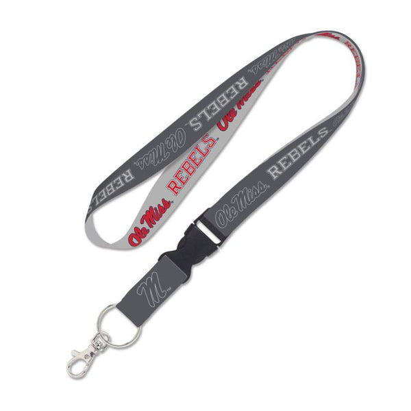 Wholesale-Ole Miss Rebels CHARCOAL Lanyard w/detachable buckle 1"