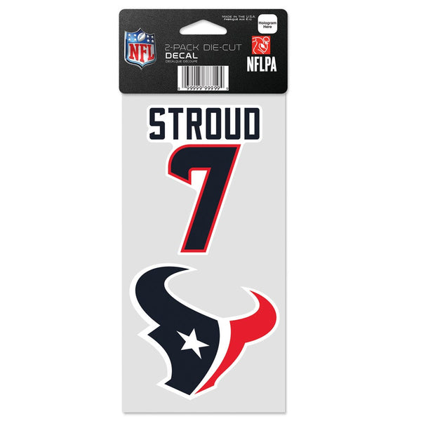 Houston Texans Name & Number Perfect Cut Decal Set of two 4"x4" CJ Stroud
