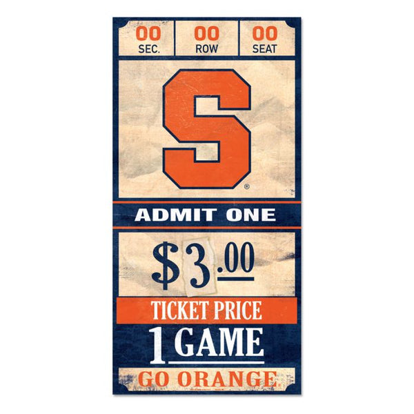 Wholesale-Syracuse Orange ticket Wood Sign 6x12 3/8" thick