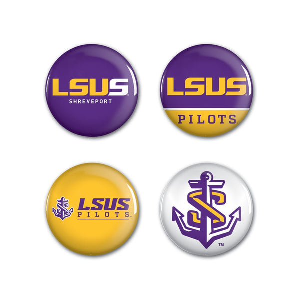 LSU Shreveport Pilots Button 4 Pack 1 1/4" Rnd