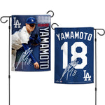Los Angeles Dodgers Garden Flags 2 sided 12.5" x 18" Yoshinobu Yamamoto