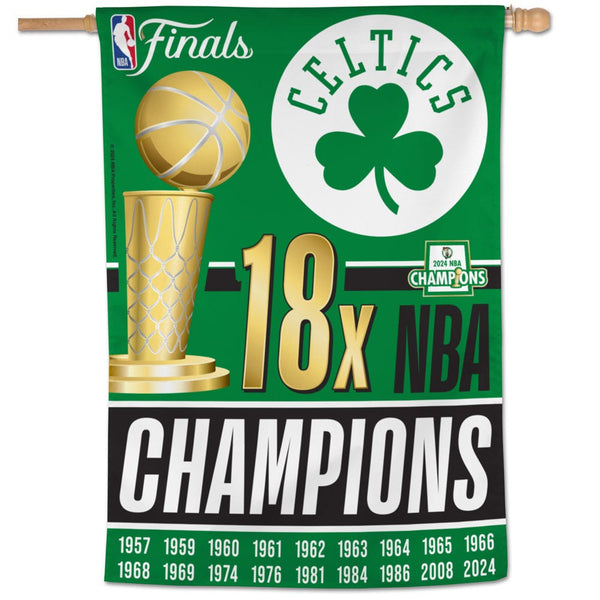 World Champions Boston Celtics 18x NBA Champ Vertical Flag 28" x 40"
