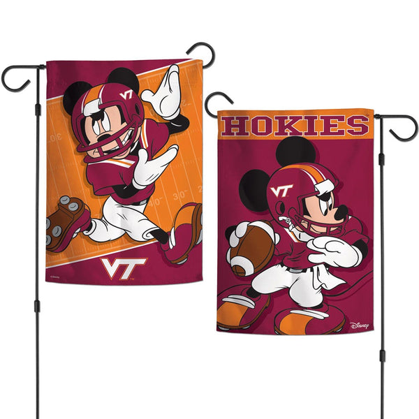 Virginia Tech Hokies / Disney MICKEY MOUSE Garden Flags 2 sided 12.5" x 18"
