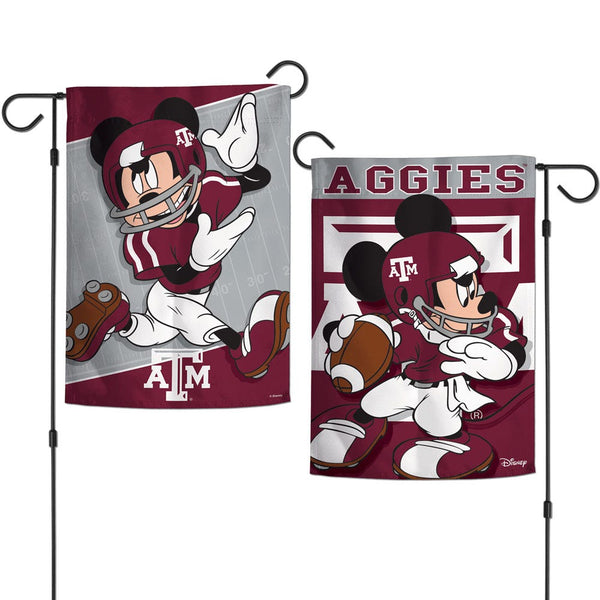 Texas A&M Aggies / Disney MICKEY MOUSE Garden Flags 2 sided 12.5" x 18"