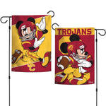 Wholesale-USC Trojans / Disney MICKEY MOUSE FOOTBALL Garden Flags 2 sided 12.5" x 18"