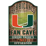 Miami Hurricanes FAN CAVE Wood Sign 11" x 17" 1/4" thick