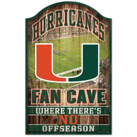 Miami Hurricanes FAN CAVE Wood Sign 11" x 17" 1/4" thick