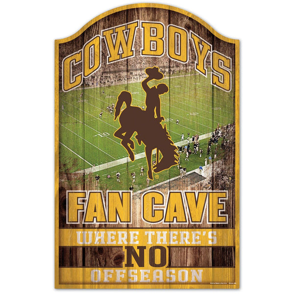 Wyoming Cowboys FAN CAVE Wood Sign 11" x 17" 1/4" thick