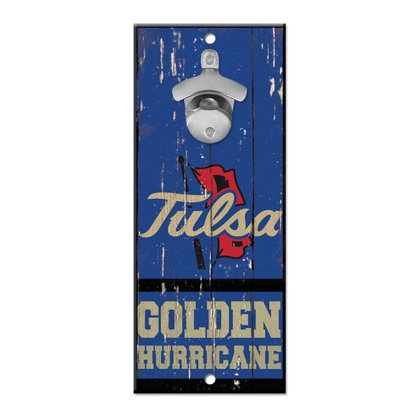 Tulsa Golden Hurricanes Bottle Opener Sign 5x11