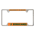 Miami Hurricanes Metal License Plate Frame