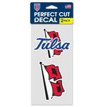 Tulsa Golden Hurricanes Perfect Cut Decal Set of two 4"x4"