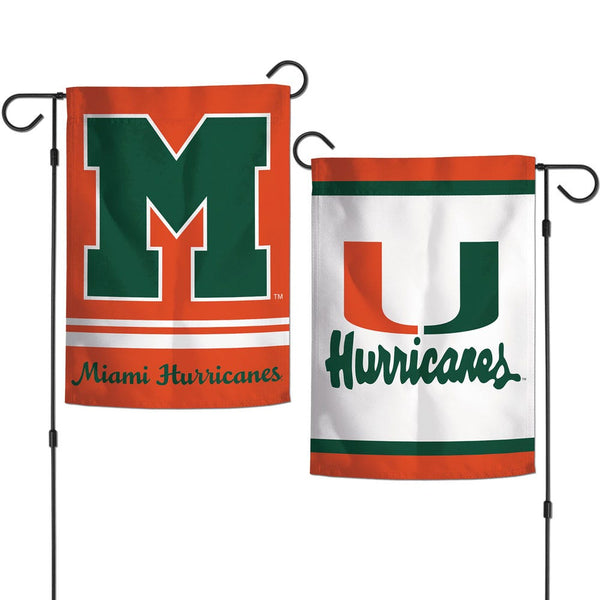 Miami Hurricanes / Vintage Collegiate Garden Flags 2 sided 12.5" x 18"