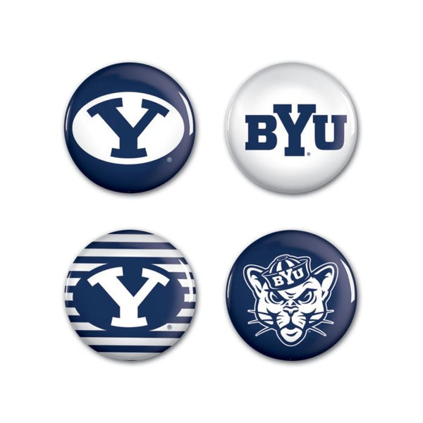 Wholesale-Brigham Young Cougars Button 4 Pack 1 1/4" Rnd