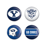 Wholesale-Brigham Young Cougars Button 4 Pack 1 1/4" Rnd