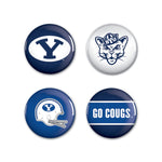 Brigham Young Cougars Button 4 Pack 1 1/4" Rnd