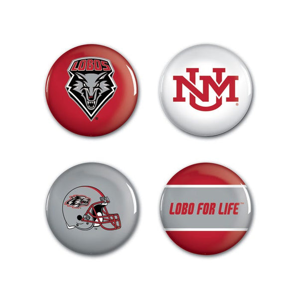 New Mexico Lobos Button 4 Pack 1 1/4" Rnd