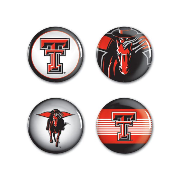 Wholesale-Texas Tech Red Raiders Button 4 Pack 1 1/4" Rnd